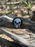 Vampire Skull & Vampire Bat Skull Handpainted Wooden Coin Token Tiny Painting