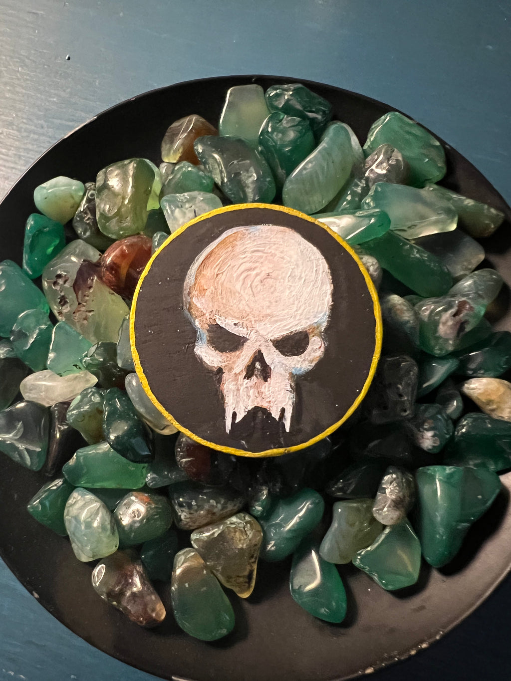 Mushroom and Skull Hand Painted Wooden Coin Token