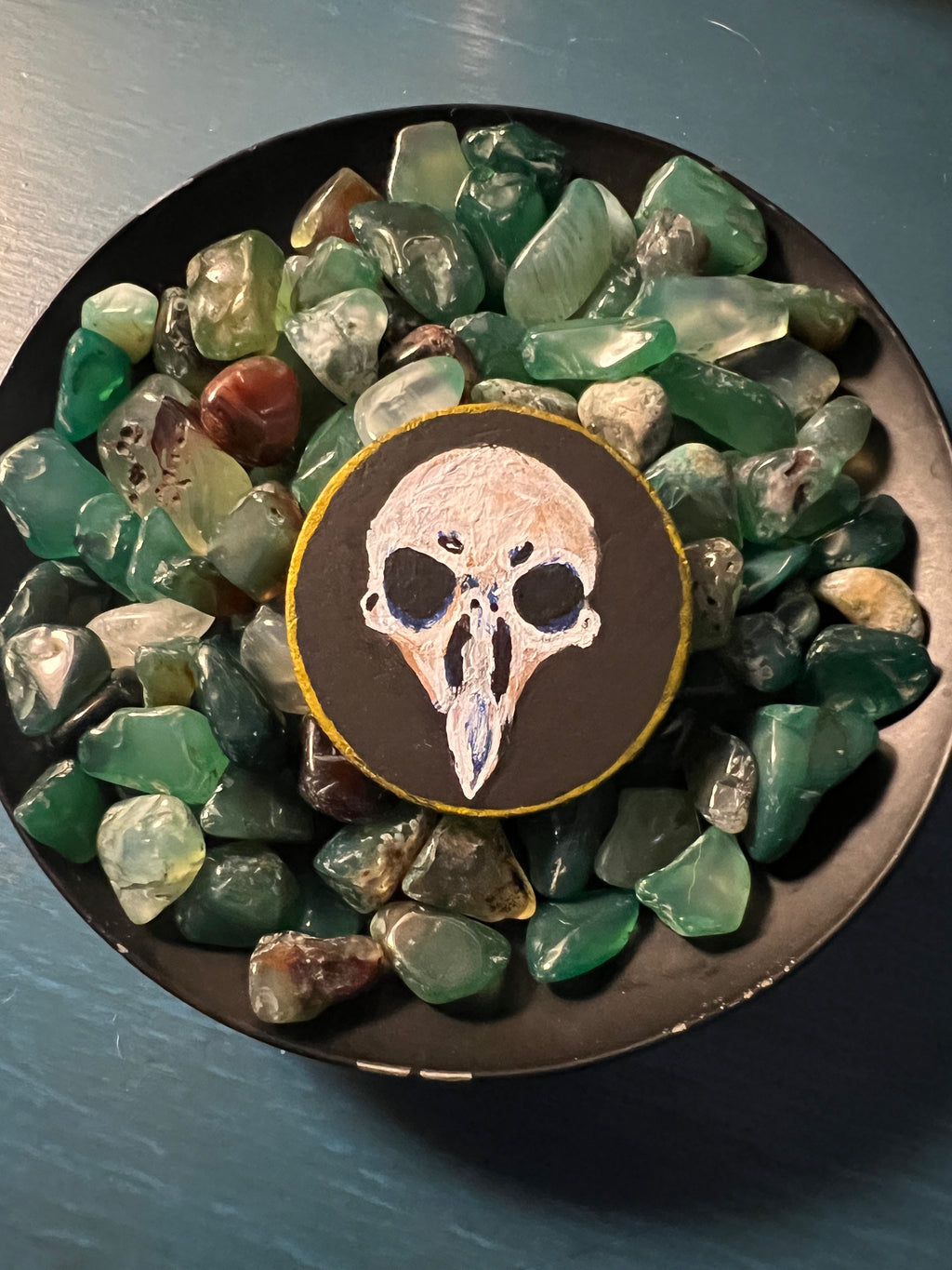 Favor Token #10 - Bird Skull - Hand Painted Wooden Token Collection