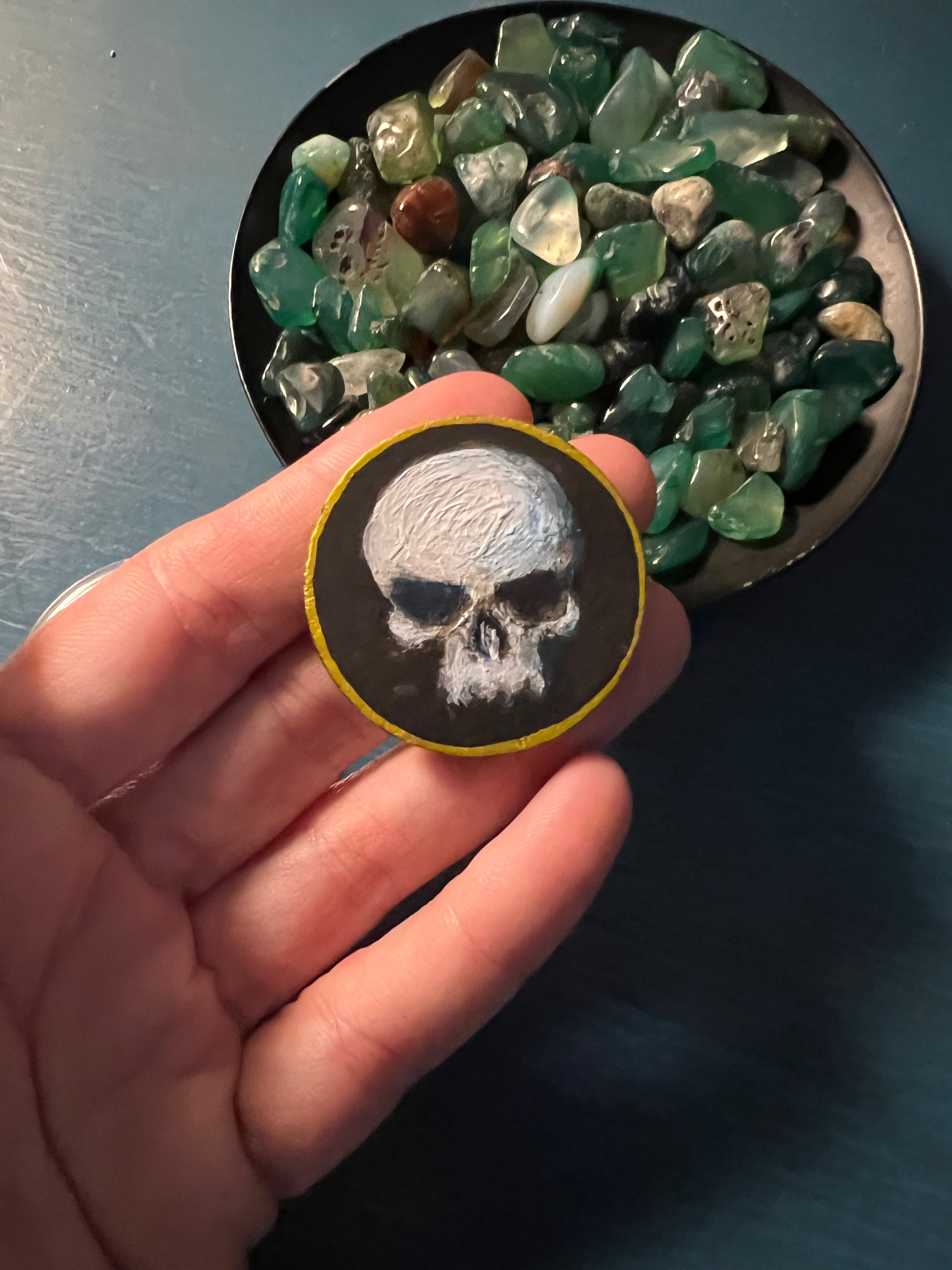 Favor Token #10 - Bird Skull - Hand Painted Wooden Token Collection