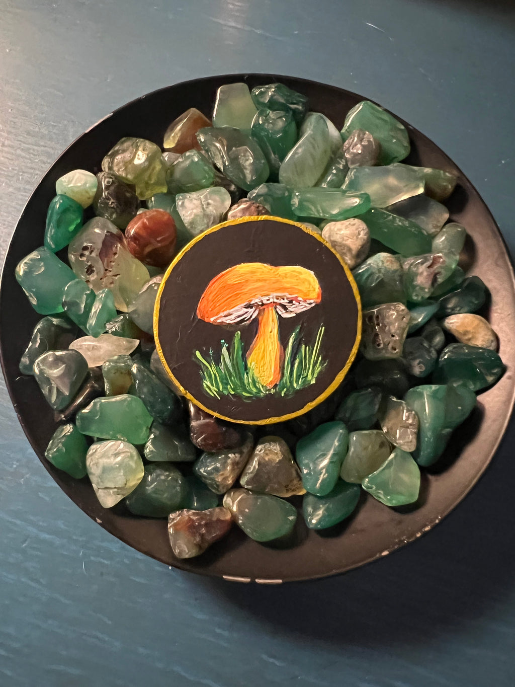 Favor Token #8 - Yellow Muhroom - Collectors Handpainted Wooden Coin