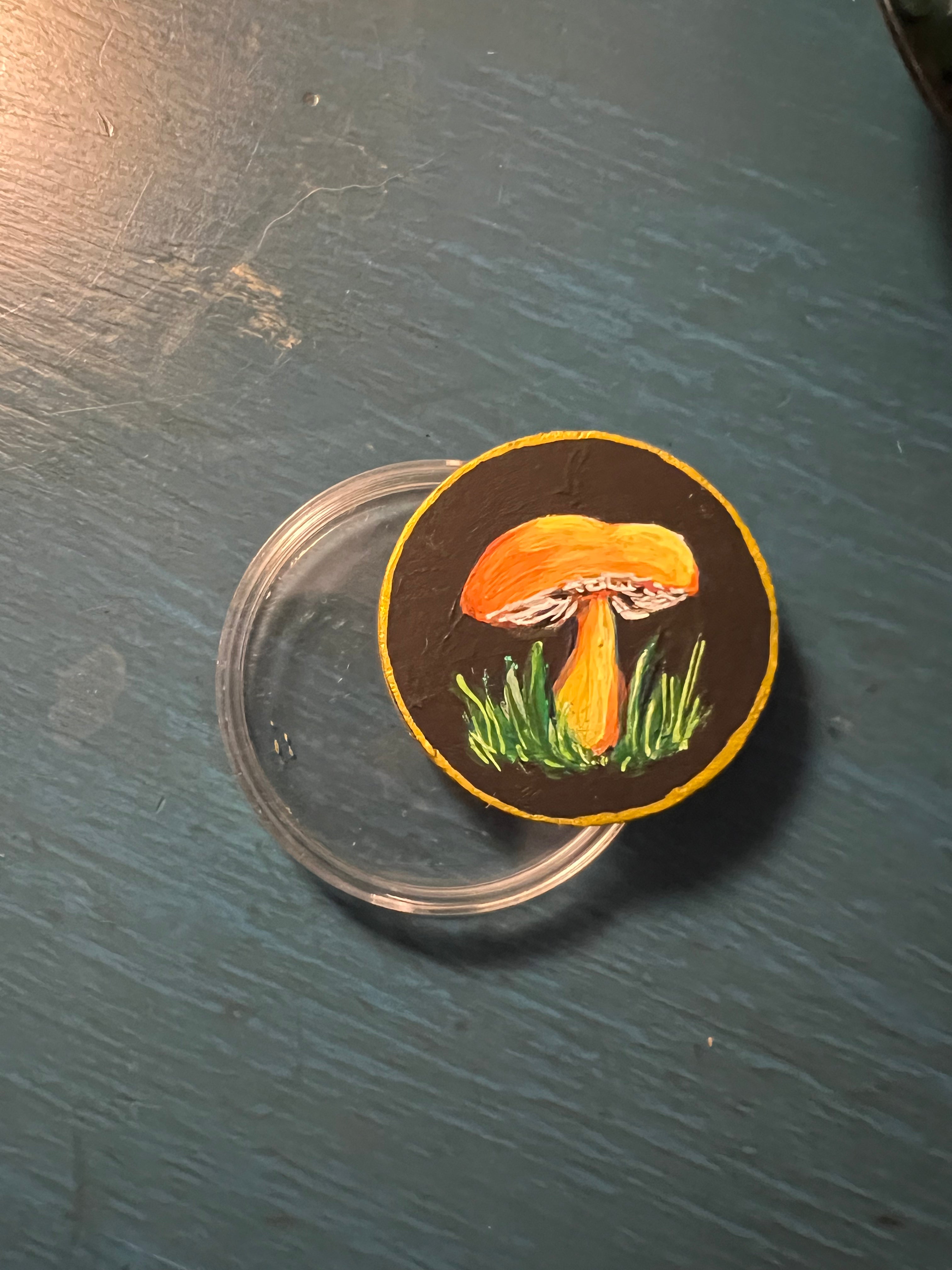 Favor Token #8 - Yellow Muhroom - Collectors Handpainted Wooden Coin