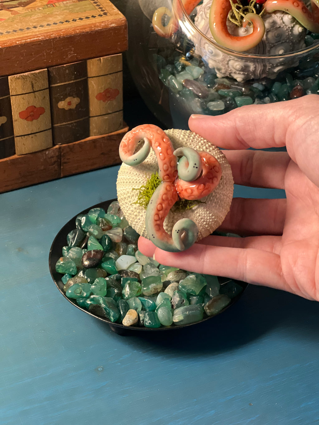 Star Spawn Hatchling by aLayman. eldritch hatchling, cosmic horror decor, handmade desk pet, polymer clay sculpture, lovecraft Inspired art, gothic home decor, sea urchin art, fantasy creature sculpture, weird desk companion, horror collectible, herd office decor, occult curio, strange desk pet, one of a kind sculpture