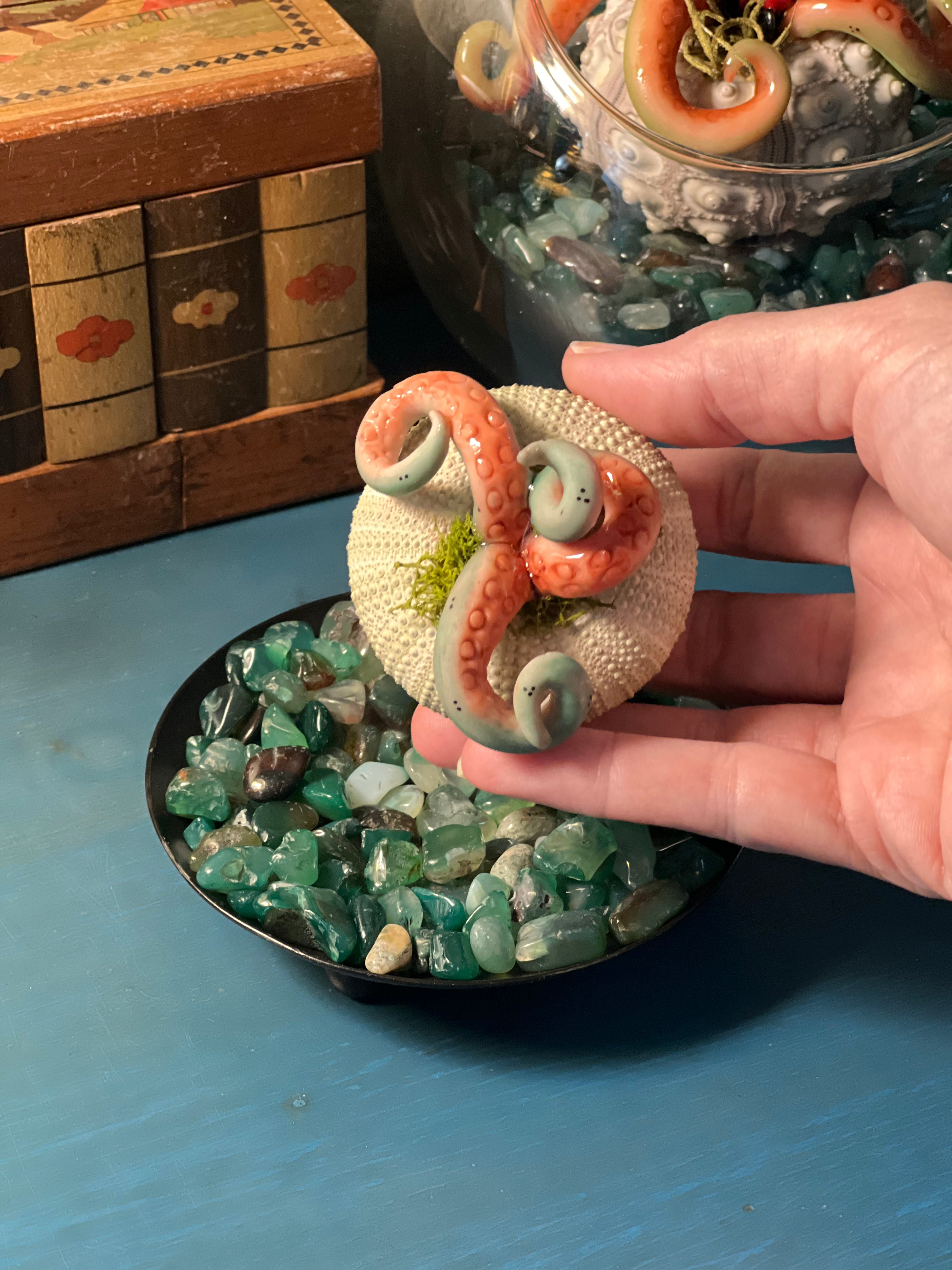 Star Spawn Hatchling by aLayman. eldritch hatchling, cosmic horror decor, handmade desk pet, polymer clay sculpture, lovecraft Inspired art, gothic home decor, sea urchin art, fantasy creature sculpture, weird desk companion, horror collectible, herd office decor, occult curio, strange desk pet, one of a kind sculpture