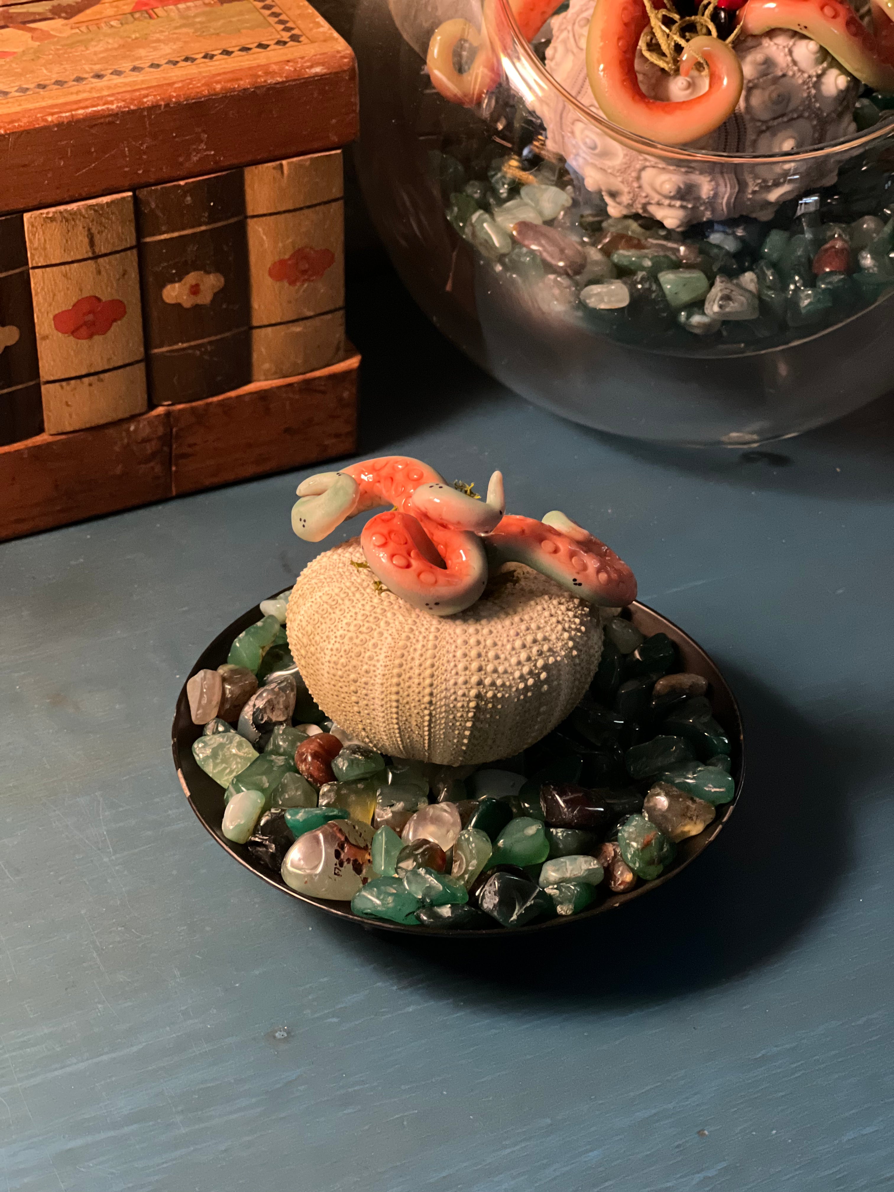Star Spawn Hatchling by aLayman. eldritch hatchling, cosmic horror decor, handmade desk pet, polymer clay sculpture, lovecraft Inspired art, gothic home decor, sea urchin art, fantasy creature sculpture, weird desk companion, horror collectible, herd office decor, occult curio, strange desk pet, one of a kind sculpture