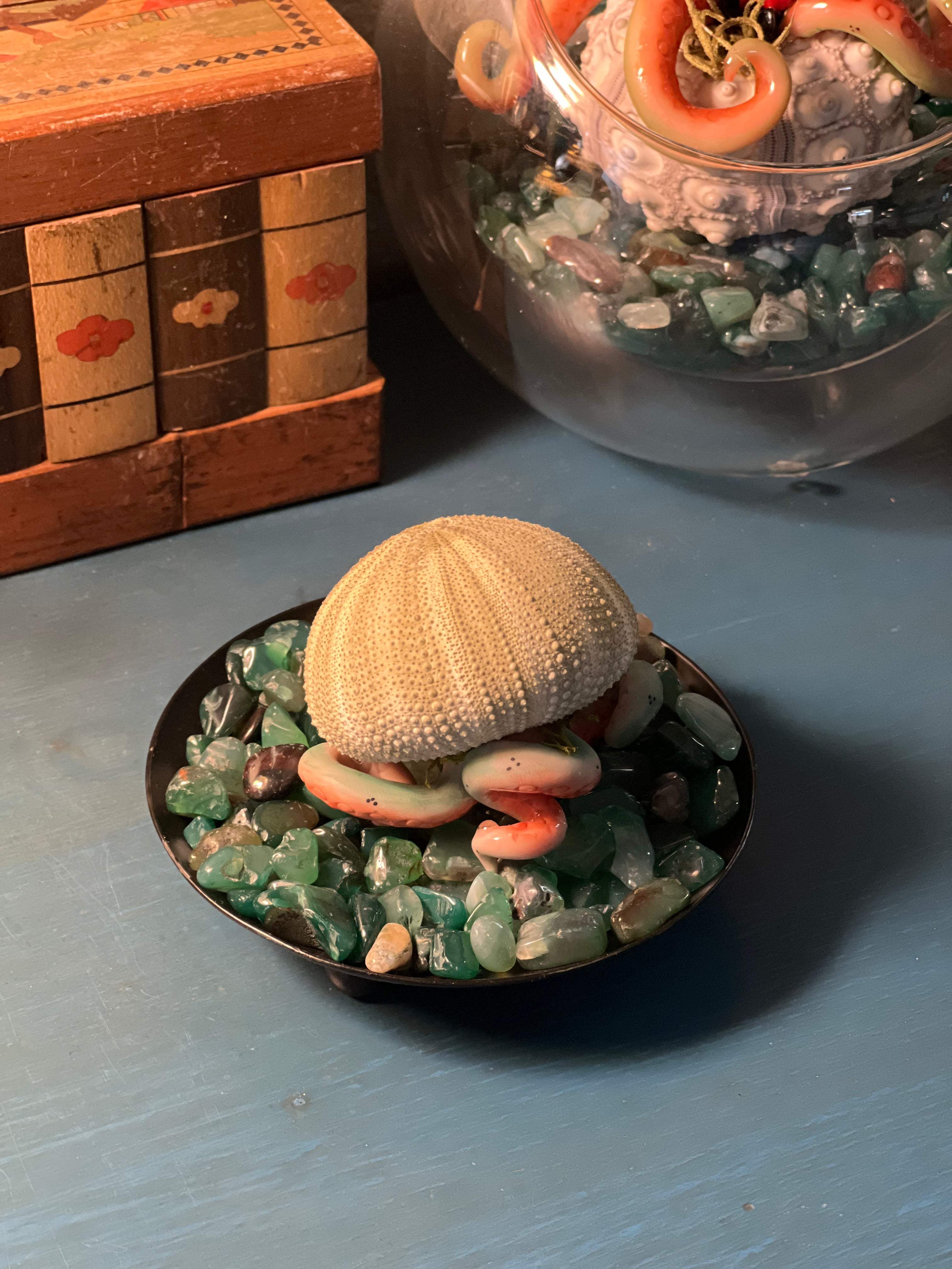 Star Spawn Hatchling by aLayman. eldritch hatchling, cosmic horror decor, handmade desk pet, polymer clay sculpture, lovecraft Inspired art, gothic home decor, sea urchin art, fantasy creature sculpture, weird desk companion, horror collectible, herd office decor, occult curio, strange desk pet, one of a kind sculpture