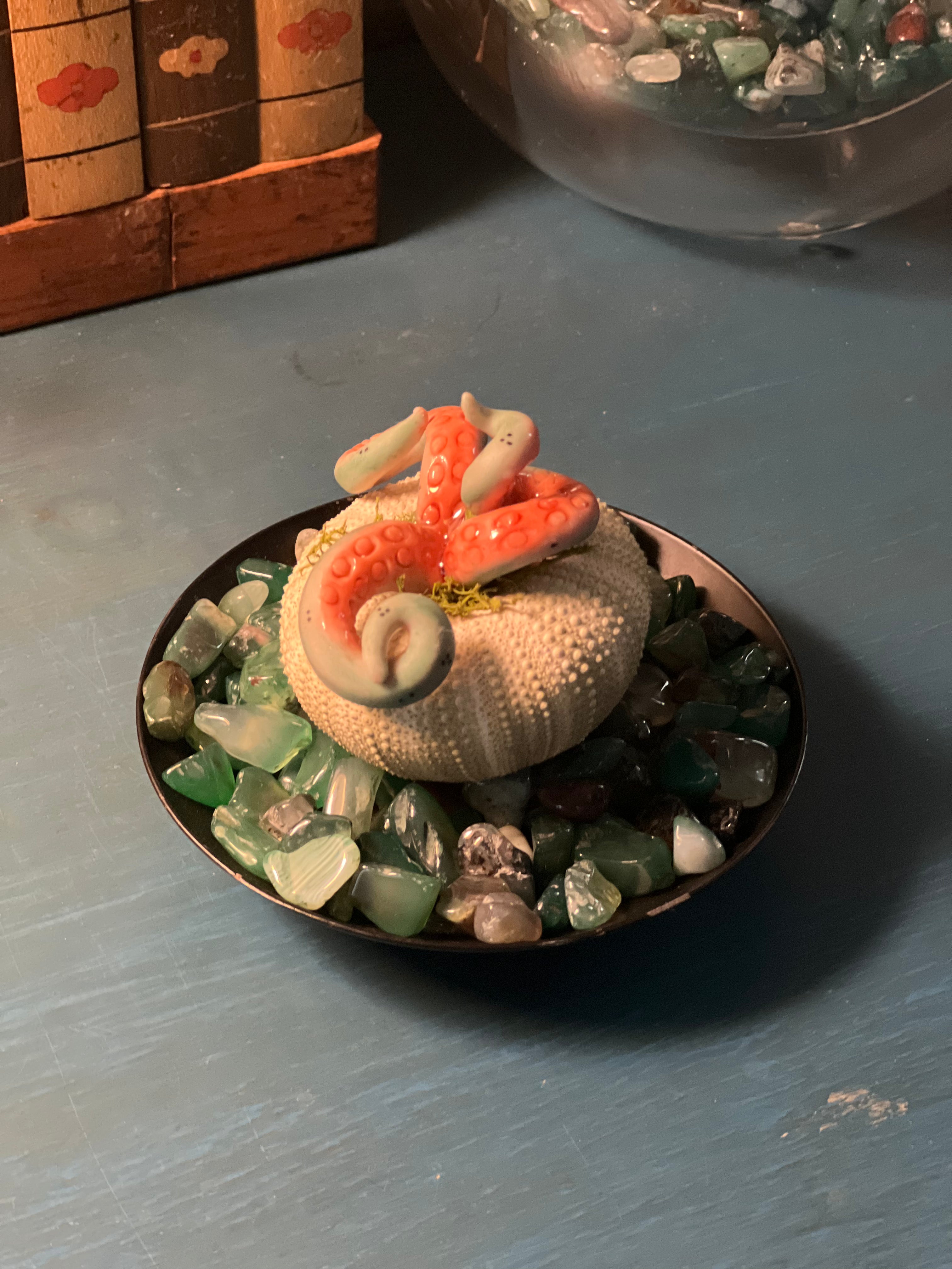 Star Spawn Hatchling by aLayman. eldritch hatchling, cosmic horror decor, handmade desk pet, polymer clay sculpture, lovecraft Inspired art, gothic home decor, sea urchin art, fantasy creature sculpture, weird desk companion, horror collectible, herd office decor, occult curio, strange desk pet, one of a kind sculpture