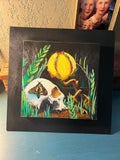 Memento Mori Painting with a skull lamp and deathhawk moth