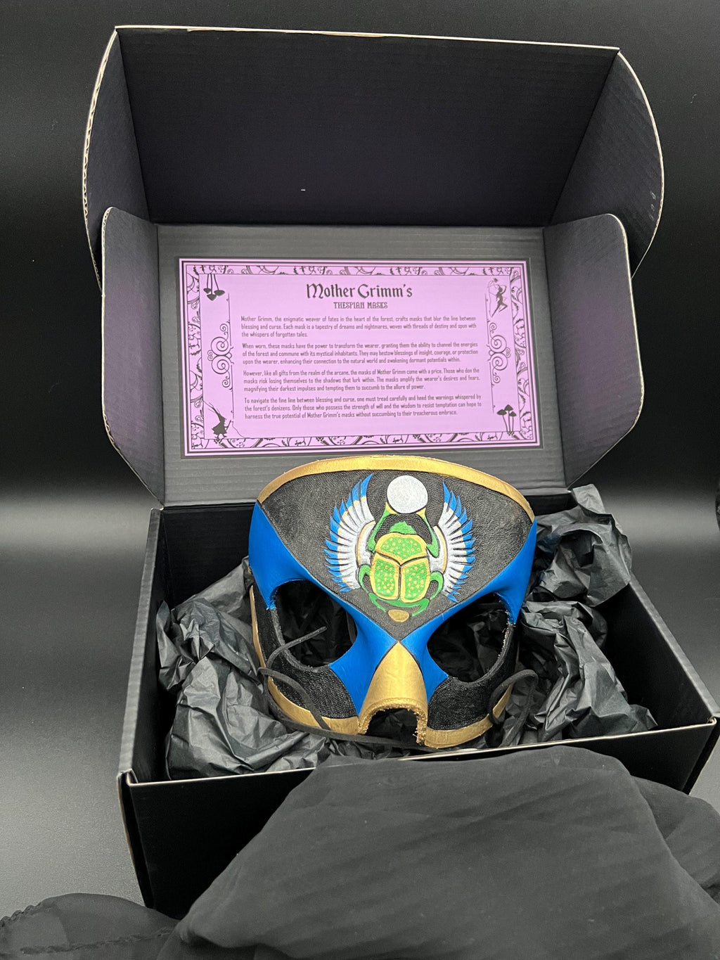 Scarab Leather Mask: Handcrafted Egyptian Costume Mask